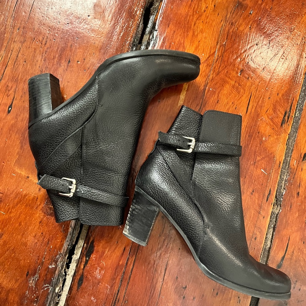 LK Bennett Black Textured Leather Heeled Boots
